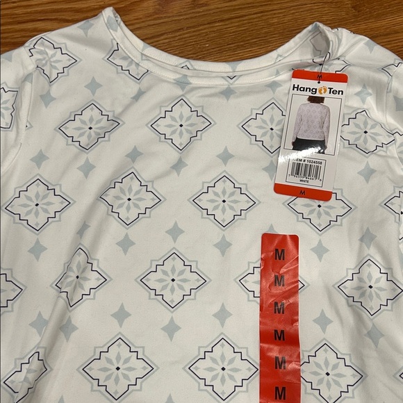 Hang Ten White Gray Long Sleeve Tee upf 50 medium new women’s rash guard - Picture 4 of 8